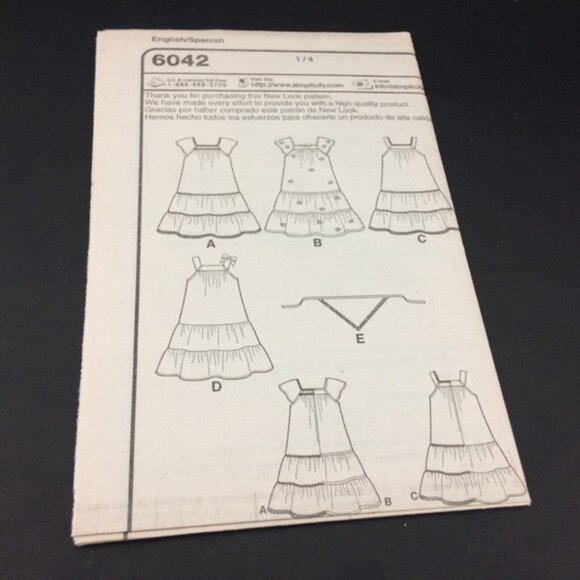 New Look 6042 Girls Childs Tiered Dress and Scarf Pattern Size A 3-8 Variations - Picture 6 of 9
